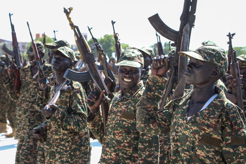 Young soldiers at a military graduation ceremony in the capital, Juba. AFP