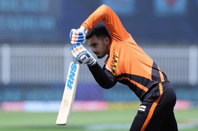 Abdul Samad of Sunrisers Hyderabad during the practise session before the start of match 17 of season 13 of the Dream 11 Indian Premier League (IPL) between the Mumbai Indians and the Sunrisers Hyderabad held at the Sharjah Cricket Stadium, Sharjah in the United Arab Emirates on the 4th October 2020.
Photo by: Deepak Malik  / Sportzpics for BCCI
