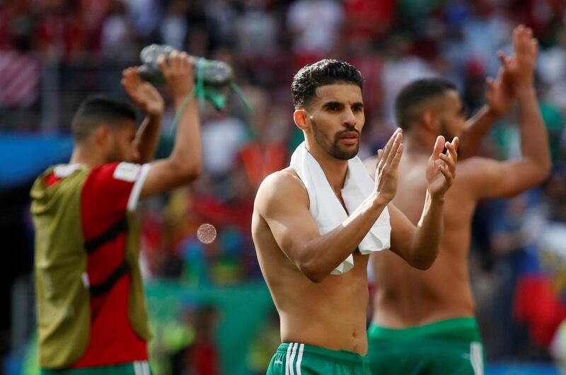 Soccer Football - World Cup - Group B - Portugal vs Morocco - Luzhniki Stadium, Moscow, Russia - June 20, 2018   Morocco's Mbark Boussoufa applauds fans after the match     REUTERS/Maxim Shemetov