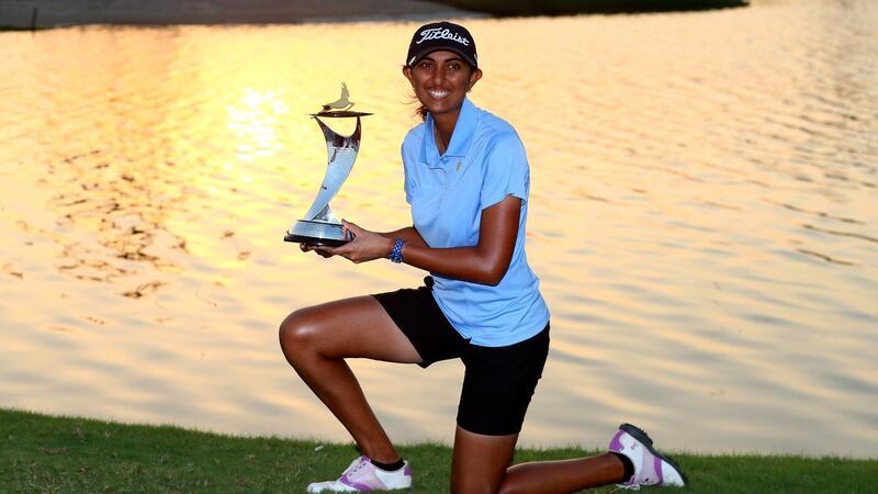 Aditi Ashok was the winner of the second staging of the Fatima bint Mubarak Ladies Open in November 2017. Getty Images