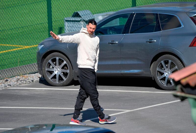 Zlatan Ibrahimovic pictured leaving the Arsta IP training ground in Stockholm. AFP