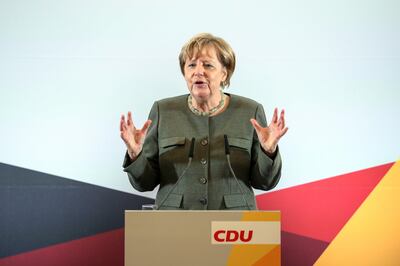 epa06192161 German Chancellor Angela Merkel speaks during an election campaign event of the Christian Democratic Union (CDU) party in Wolgast, eastern Germany, 08 September 2017. Others are not identified. General elections in Germany are scheduled for 24 September 2017.  EPA/CARSTEN KOALL