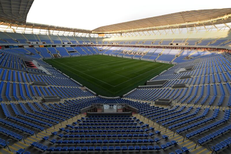 Inside the empty stadium, where the cheers of fans will soon ring out.