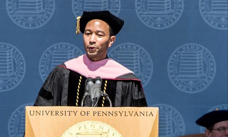 Singer John Legend delivers the commencement address at University of Pennsylvania on May 19, 2014. Courtesy UPenn