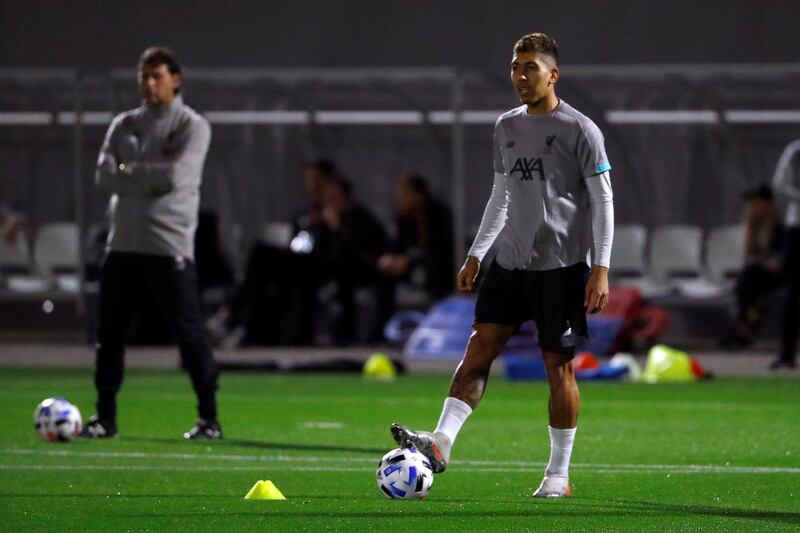 Liverpool's Roberto Firmino during training. Reuters