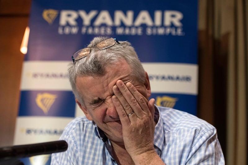 epa06121001 CEO of Irish discount airline company Ryanair, Michael O'Leary during a press conference in London, Britain, 02 August 2017. Michael O'Leary outlined the company's financial results and also highlighted the effects on the company of the United Kingdom's planned exit from the European Union.  EPA/WILL OLIVER