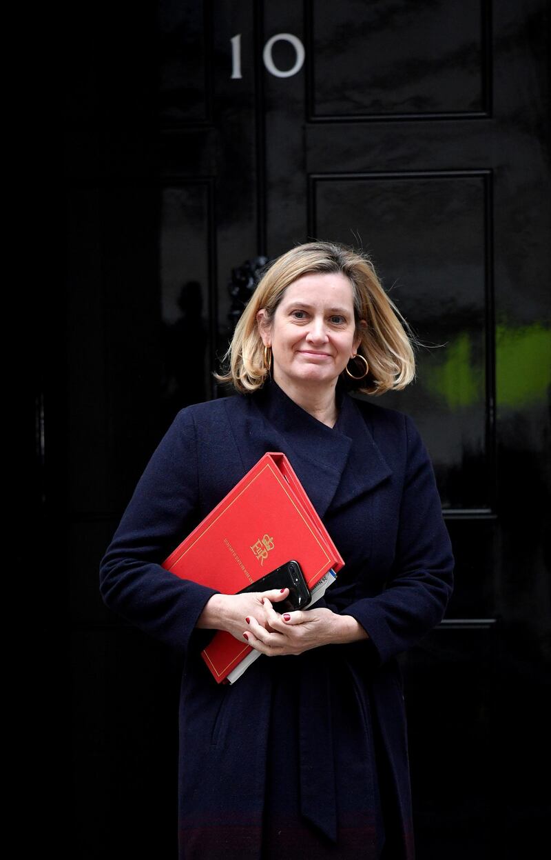 FILE PHOTO: Britain's Secretary of State for Work and Pensions Amber Rudd leaves 10 Downing Street, London, Britain November 26, 2018. REUTERS/Toby Melville/File Photo