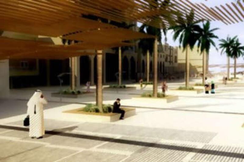 An artists rendering of planned redevelopment in Al Ain's centre, which will feature covered walkways.