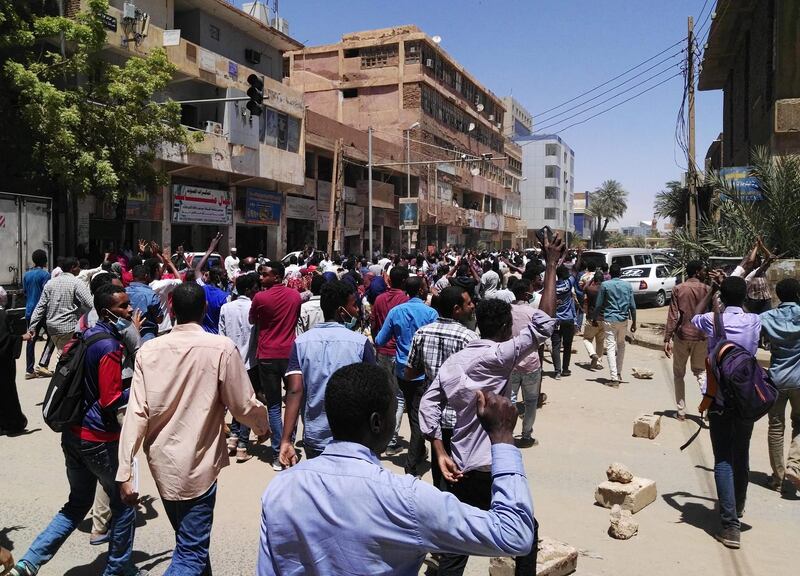 Sudanese protesters chant slogans during an anti-government demonstration in the capital Khartoum. AFP