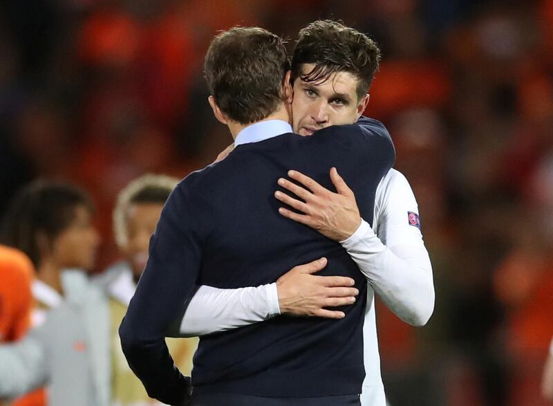 England manager Gareth Southgate and John Stones react after the match. Action Images via Reuters