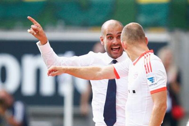 Pep Guardiola, left, was heartened by Bayern Munich's ability to win despite not playing their best football.