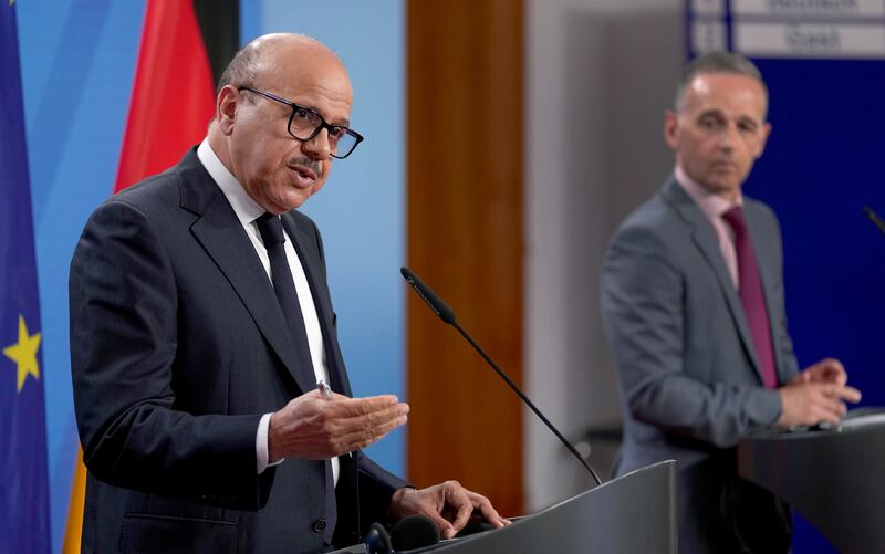 Abdullatif Al Zayani, speaking alongside German Foreign Minister Heiko Maas, also underlined the importance of foreign fighters leaving Libya. AP
