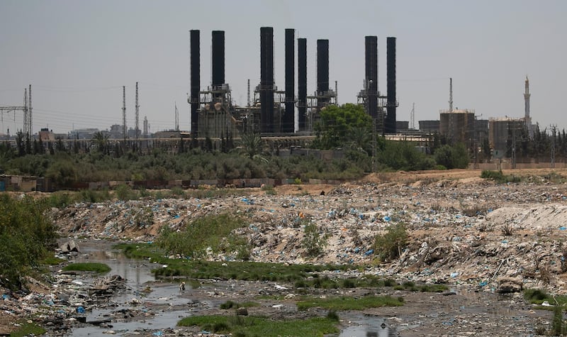 A general view of the Gaza's electrical Gaza's only electrical plant that generates electricity in the central Gaza Strip, Thursday, June 27, 2019. Israel made decision to stop the entry of fuel into the Strip after multiple flaming balloons landed in its territory. (AP Photo/Hatem Moussa)