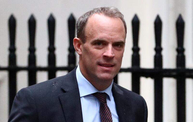 FILE PHOTO: Britain's Foreign Secretary Dominic Raab is seen outside Downing Street in London, Britain, September 4, 2019. REUTERS/Hannah McKay/File Photo