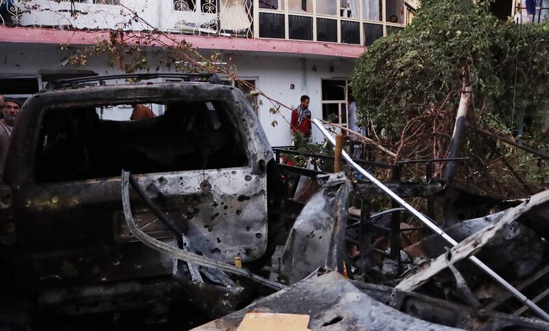 Damage caused by the attack near the airport in Kabul. EPA