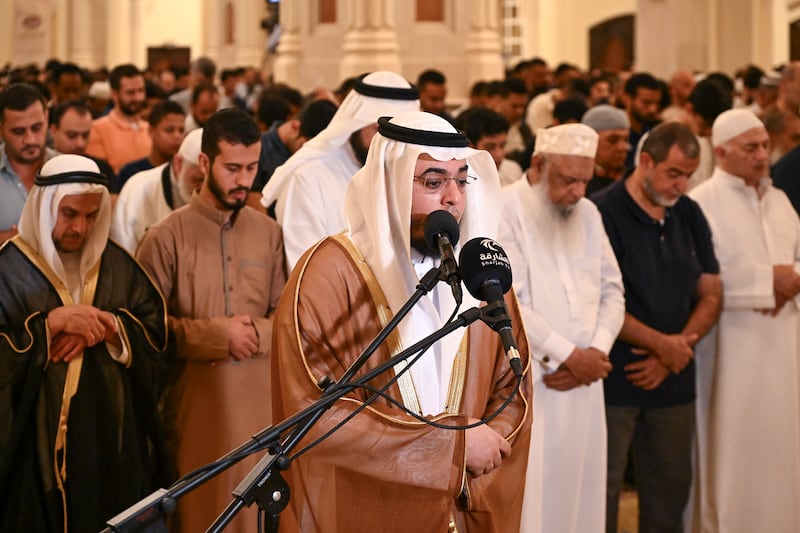Imam at Al Noor Mosque leads taraweeh prayers

