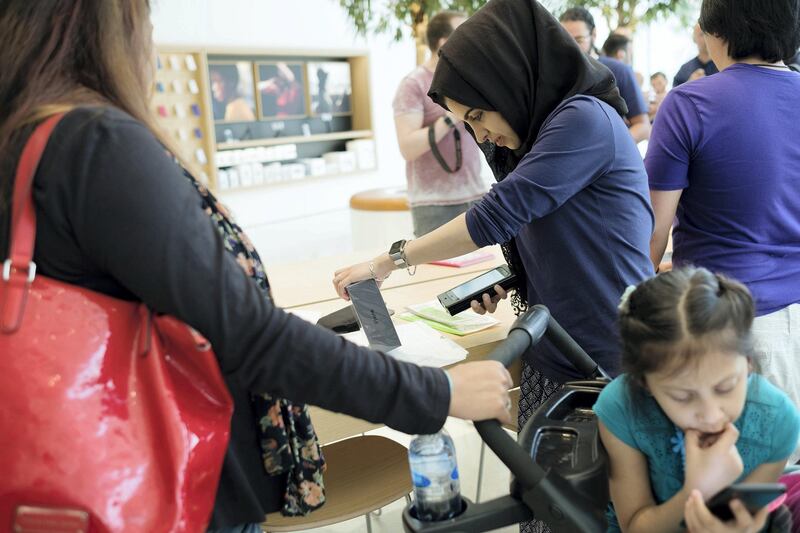 23.09.17. iPhone 8 launch in Dubai Mall Saturday morning. People has waited in line since early morning and others has pre ordered a phone online. 

Anna Nielsen For The National.