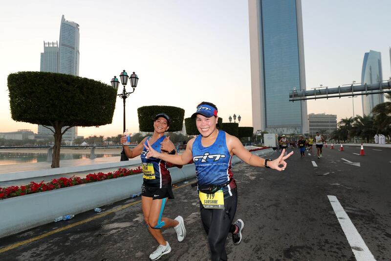 Abu Dhabi, United Arab Emirates - December 06, 2019: Athletes take part in the ADNOC Abu Dhabi marathon 2019. Friday, December 6th, 2019. Abu Dhabi. Chris Whiteoak / The National