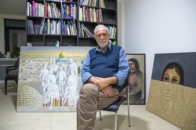Palestinian artist Sliman Mansour, pictured at his Ramallah studio, has changed the way he works due to the conflict in Gaza. Photo: William Parry