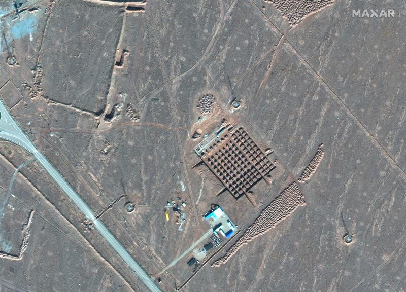 This Dec. 11, 2020, satellite photo by Maxar Technologies shows construction at Iran's Fordo nuclear facility. Iran has begun construction on a site at its underground nuclear facility at Fordo amid tensions with the U.S. over its atomic program, satellite photos obtained Friday, Dec. 18, 2020, by The Associated Press show. (Maxar Technologies via AP)