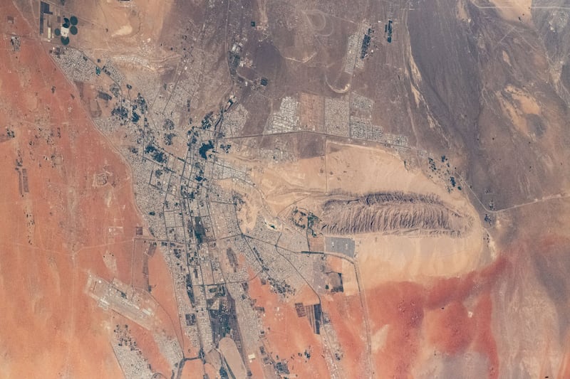 Al Ain and Jebel Hafeet, as seen by Sultan Al Neyadi from the International Space Station. Photo: Sultan Al Neyadi / Twitter