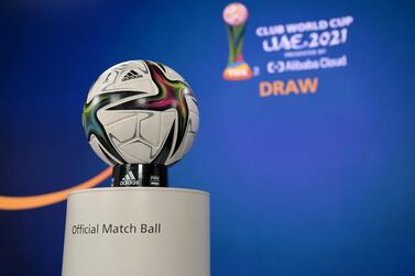 ZURICH, SWITZERLAND - NOVEMBER 29: Detail view of the adidas Conext 21 official match ball prior to the FIFA Club World Cup UAE 2021 draw in Zurich, Switzerland on November 29, 2021 in Zurich, Switzerland. (Photo by Alexander Scheuber - FIFA/FIFA via Getty Images)