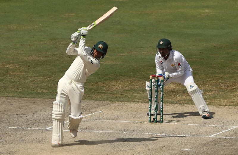 DUBAI, UNITED ARAB EMIRATES - OCTOBER 11: Usman Khawaja of Australia bats during day five of the First Test match in the series between Australia and Pakistan at Dubai International Stadium on October 11, 2018 in Dubai, United Arab Emirates. (Photo by Ryan Pierse/Getty Images)