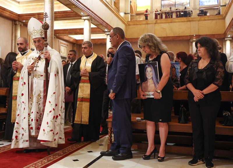 Families of victims of the August 2020 Beirut port explosion attend a mass held by Maronite Patriarch Bechara Boutros Al-Rai as Lebanon marks the two-year anniversary of the explosion, in Beirut Lebanon. Reuters
