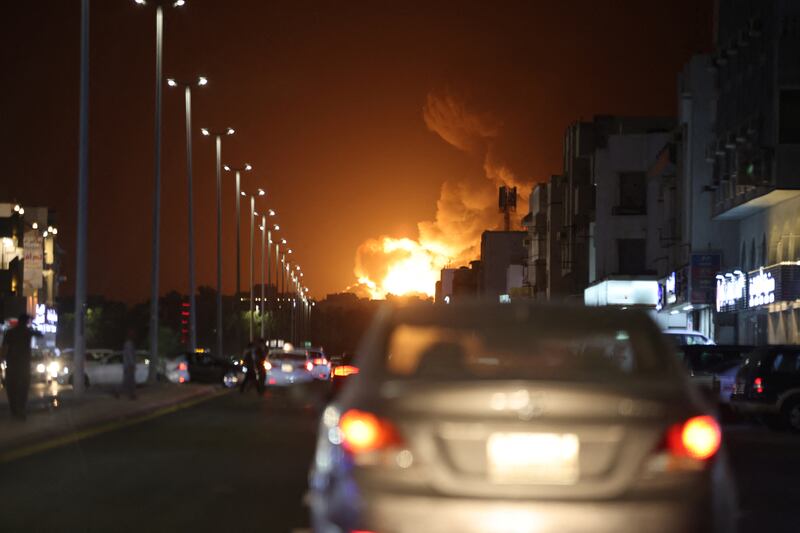 A view of the fire at the Aramco petroleum storage facility in Jeddah. Reuters