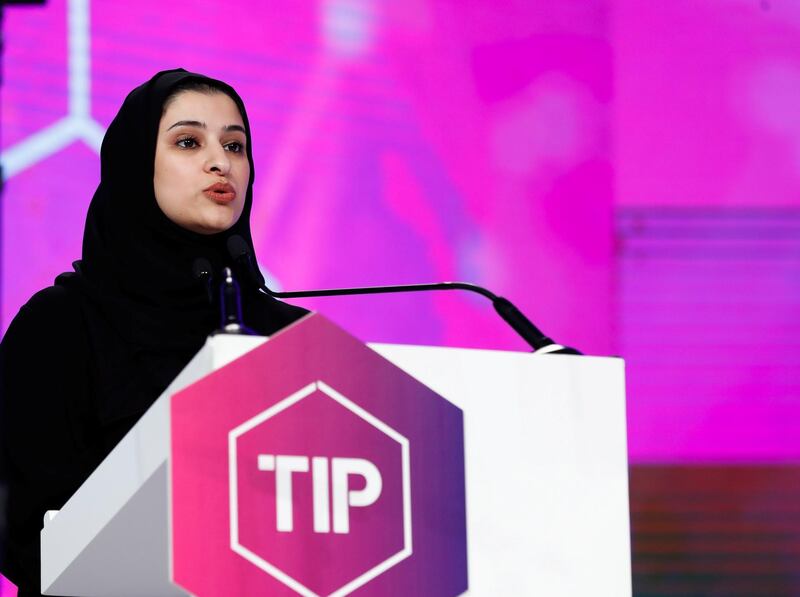 Abu Dhabi, UAE.  May 9, 2018. TIP (Technology Innovation Pioneers) Awards.  H.E. Sarah Bint Yousef Al Amiri, Minister of State for Advanced Sciences.
Victor Besa / The National
National
Reporter:  Shareena Al Nuwais