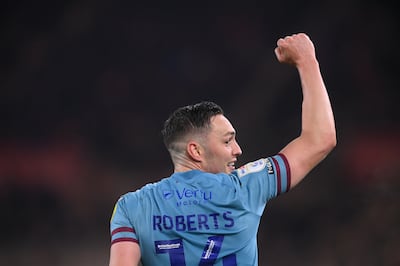 Burnley player Connor Roberts celebrates after scoring the second Burnley goal during the Sky Bet Championship against Middlesbrough at Riverside Stadium. Getty