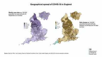 Geographical spread of Covid-19 in England