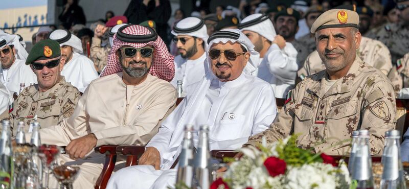 Hamid Al Nuaimi, Ruler of Ajman, witnesses Union Fortress 5 military parade in Ajman. Wam