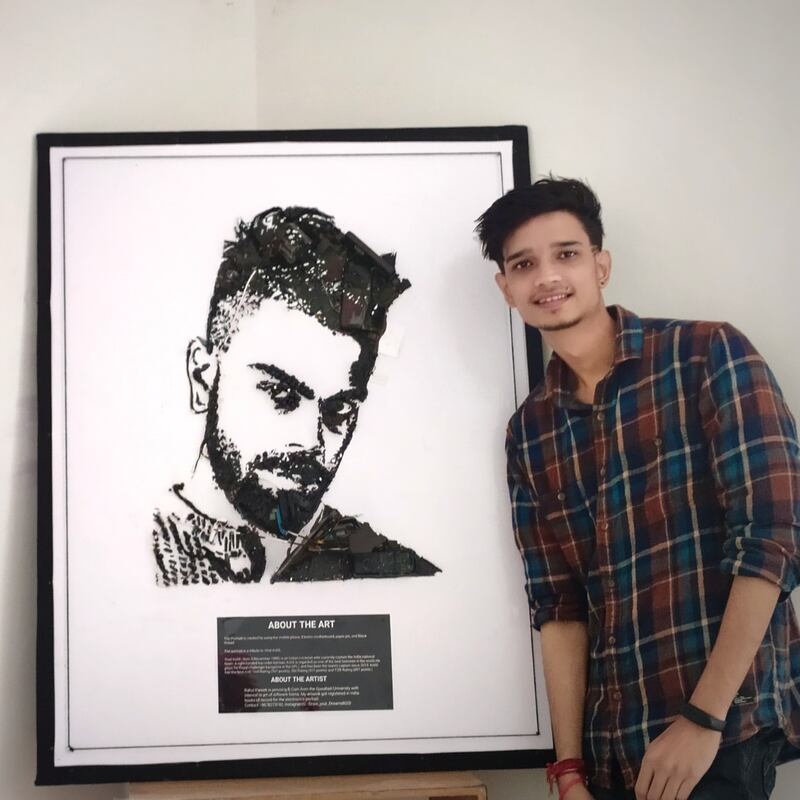 Rahul Pareek creates portraits of celebrities using e-waste donated by members of his local community. Photo: Rahul Pareek