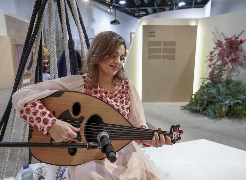 Abu Dhabi, United Arab Emirates, May 18, 2019. –  ‘Ramadan at Al Hosn’, which aims to revive the authentic traditions of Ramadan by recalling the memories rooted in our past, when the people of Abu Dhabi gathered at Qasr Al Hosn to celebrate the holy month. --  Oud player at the House of Artisans.
Victor Besa/The National
Section:  NA
Reporter: