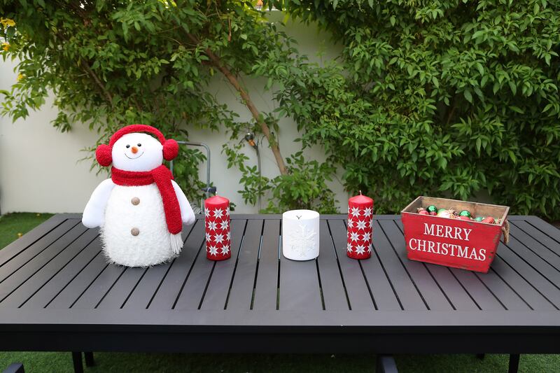 Christmas decorations in the garden. In the morning Ms Solmaz likes to sit in the garden, enjoying a cup of coffee while listening to birds