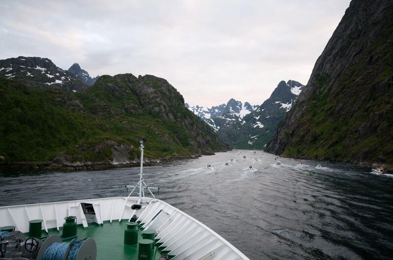 A ship's seven-hour journey through the Troll fjords was NRK station's first Slow TV programme. NRK / AFP

