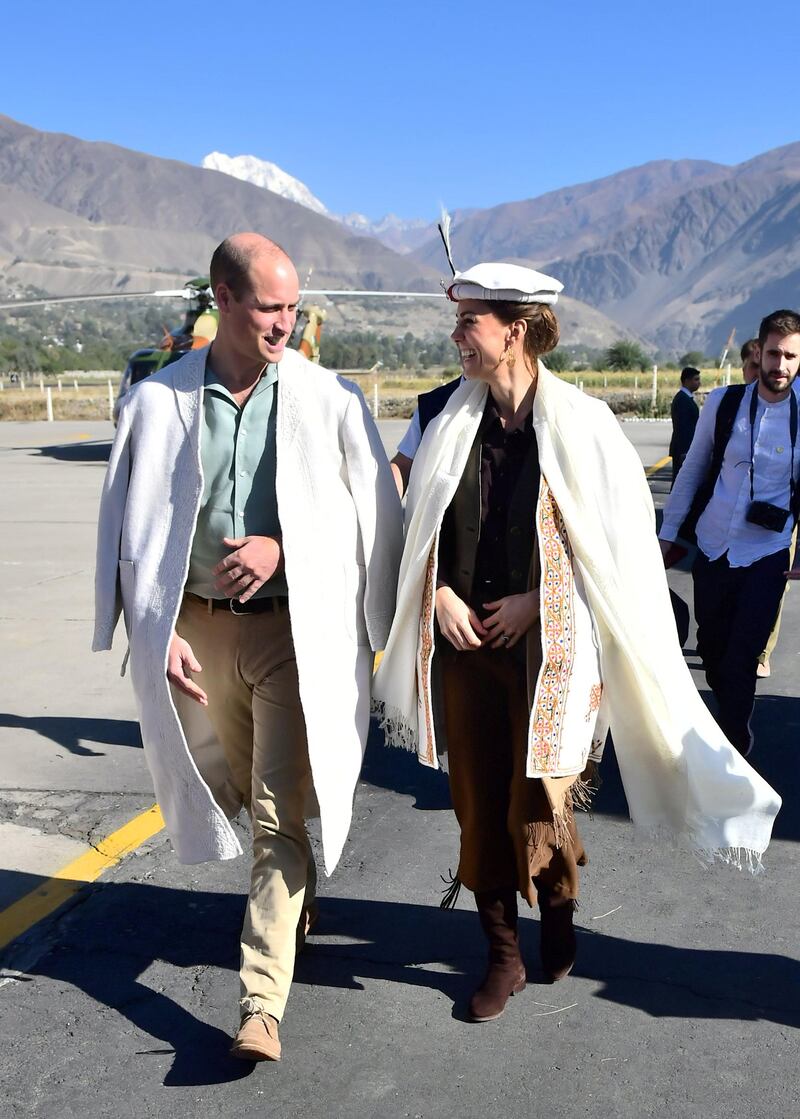 Britain's Prince William and Catherine, Duchess of Cambridge arrive in Chitral, Pakistan, on Wednesday, October 16, 2019. Reuters
