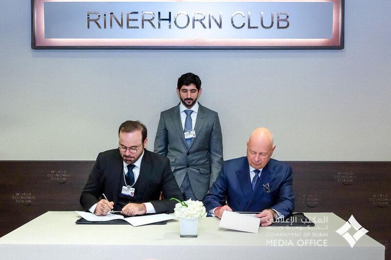 Sheikh Hamdan oversees the signing of an agreement to establish the region’s first affiliate centre for the Fourth Industrial Revolution.