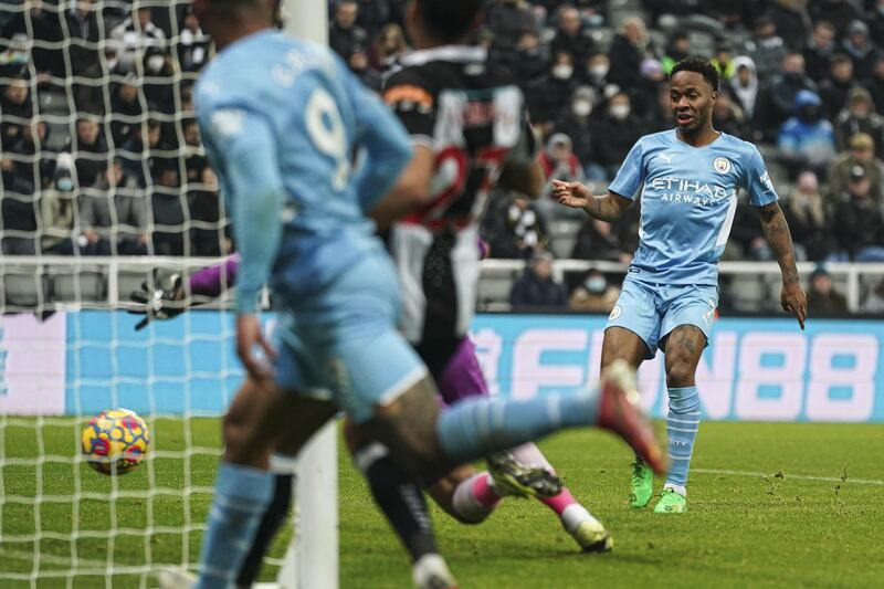 Raheem Sterling taps home City's fourth. PA