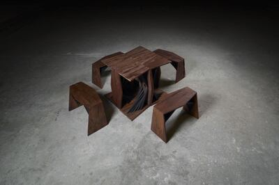 Albara Osama Saimaldahar developed the concept of Qaws from the idea of a stool in dialogue with a table. Courtesy Dahr