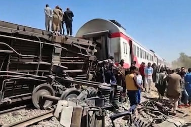 The wreckage of two trains that collided in the Tahta district of Sohag province, 400 kilometres south of Egypt's capital Cairo, killing at least 32 people and injuring 165. AFP