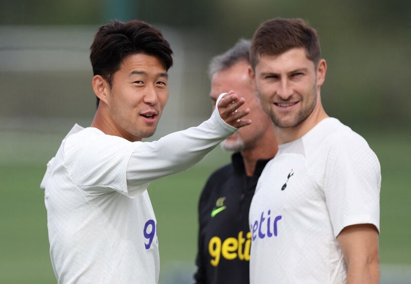 Tottenham Hotspur's Son Heung-min and Ben Davies. Reuters
