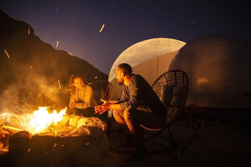Adventurers can book camping and glamping stays at the campsite in Al Ain's Jebel Hafeet Desert Park. Courtesy DCT Abu Dhabi