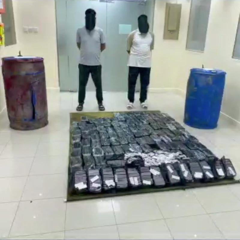 Officers seized 400,000 pills and 380 kilograms of hashish last October. Courtesy: Abu Dhabi Police.