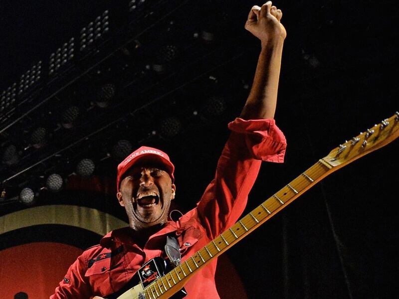 RESIZED. LOS ANGELES, CA - JUNE 03:  Recording artists Chuck D, B-Real and Tom Morello of Prophets of Rage perform onstage at Hollywood Palladium on June 3, 2016 in Los Angeles, California.  (Photo by Kevin Winter/Getty Images)