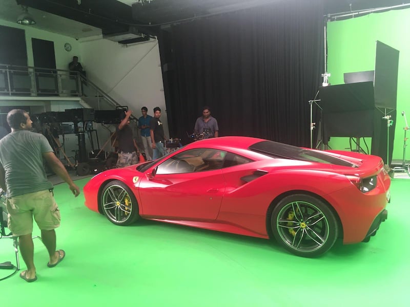 A Ferrari 488GTB, similar to the one used in 'Race 3', during filming for Imagine Dragons' 'Thunder' music video. PureDrive Automotive