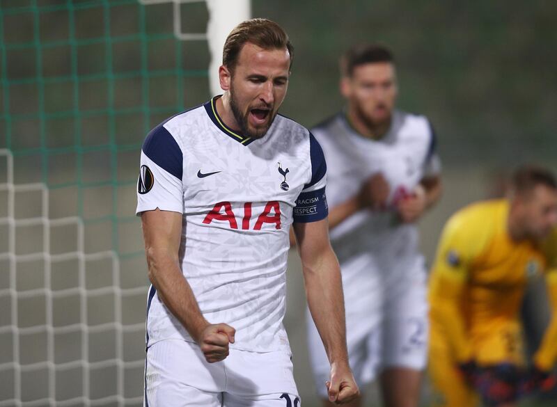 Soccer Football - Europa League - Group J - PFC Ludogorets Razgrad v Tottenham Hotspur - Ludogorets Arena, Razgrad, Bulgaria - November 5, 2020  Tottenham Hotspur's Harry Kane celebrates scoring their first goal REUTERS/Stoyan Nenov