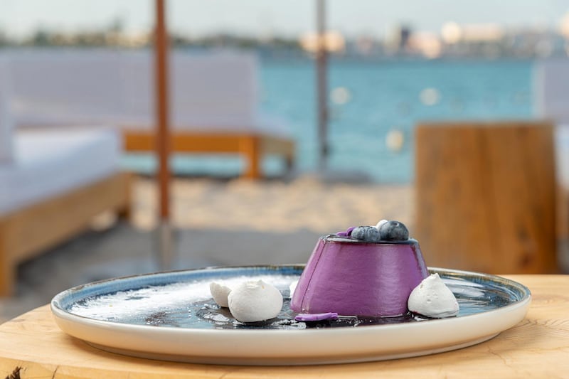 Blueberry panna cotta at The Cove, Abu Dhabi