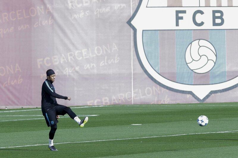 Barcelona's Neymar shown during a training session with the club last week. Pau Barrena / AFP / November 3, 2015 